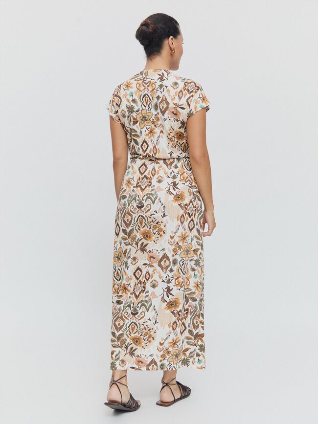 VESTIDO CRUZADO ESTAMPADO Crudo