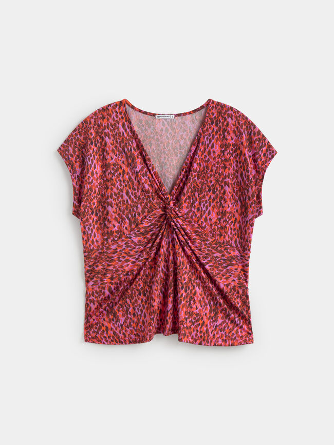 CAMISETA NUDO ESTAMPADA Fucsia