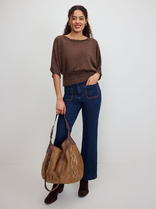 JERSEY SUAVE MARR&Oacute;N hombro ca&iacute;do Marron