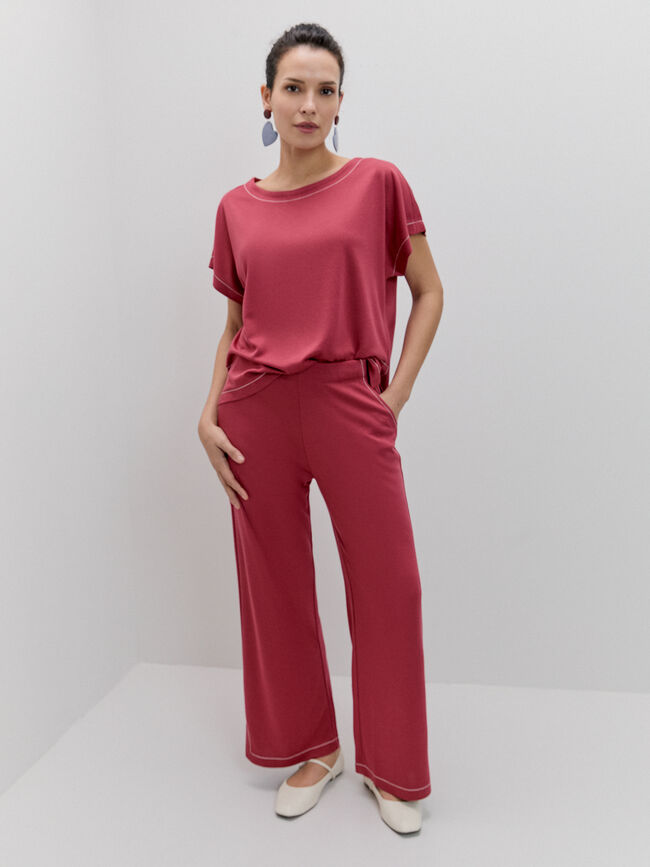 CAMISETA PESPUNTES Rojo Cabaret