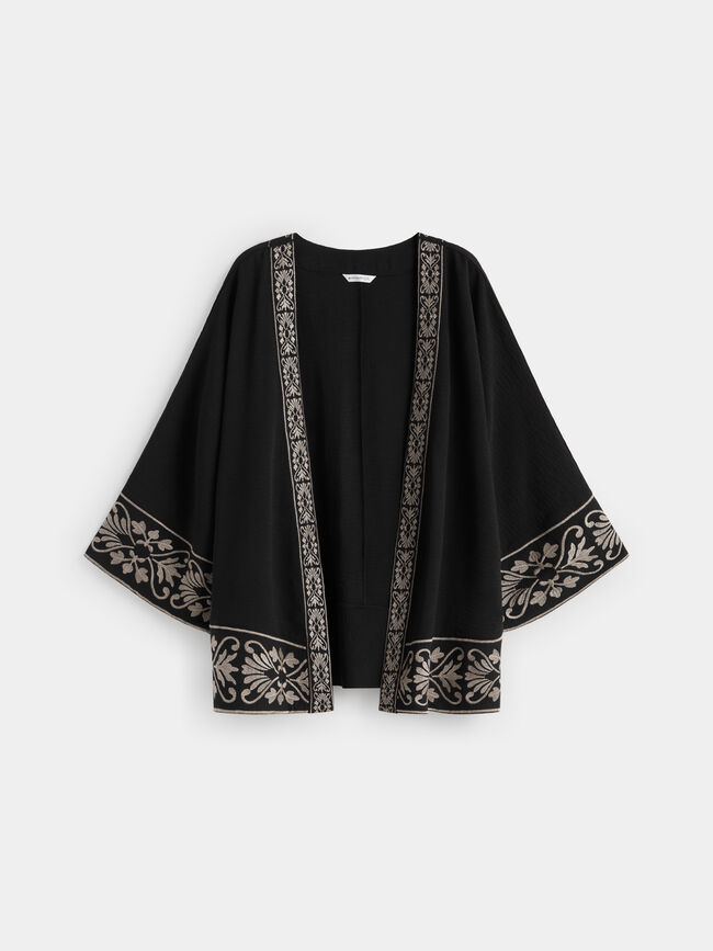 KIMONO FLUIDO BORDADO Negro