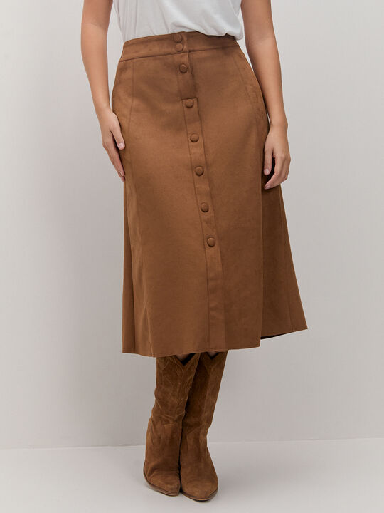 FALDA CON BOTONES Almendra image number null