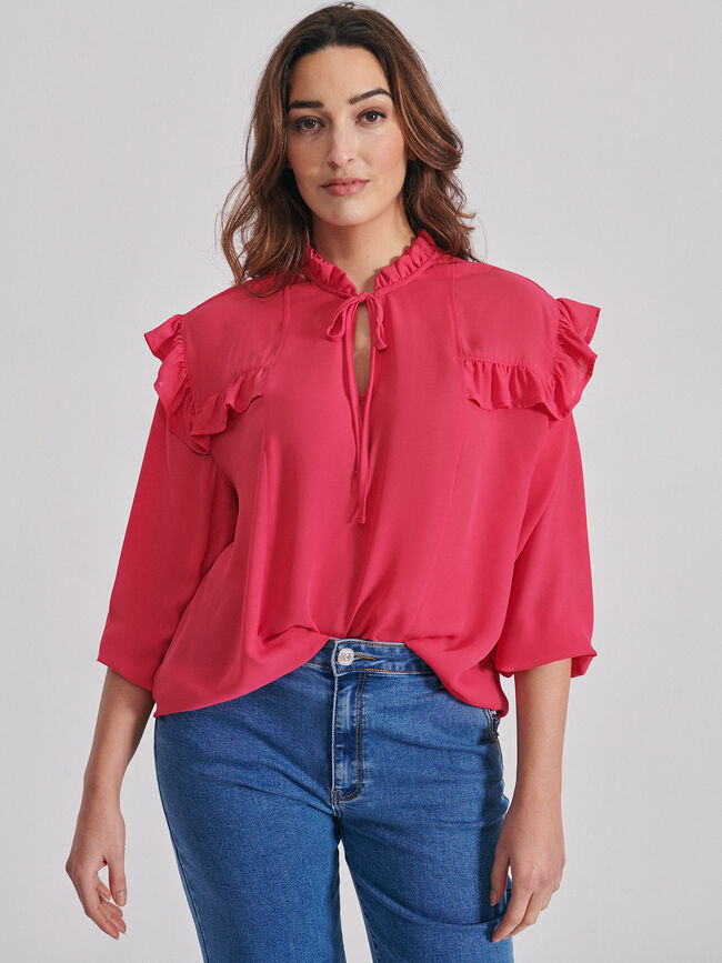 Blusa volantes Fucsia