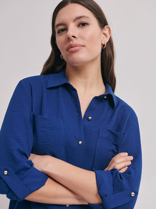 BLUSA CAMISERA Azul Marino image number null