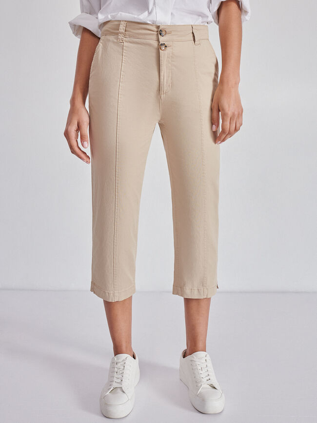 Pantalón chino capri Beige
