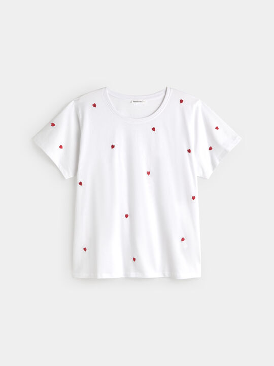 CAMISETA MINI CORAZONES Blanco Optico image number null