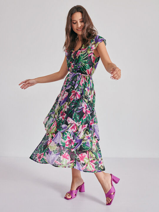 Vestido volantes estampado Estampado 1 image number null