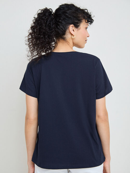 CAMISETA CORAZ&Oacute;N MARGARITAS Azul Marino image number null