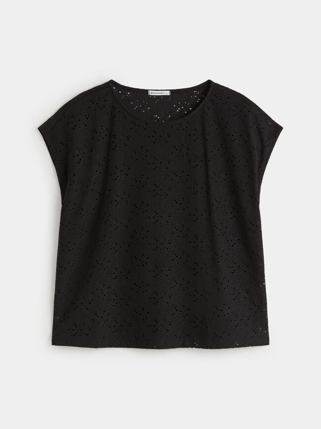 CAMISETA EYELET SISADA Negro
