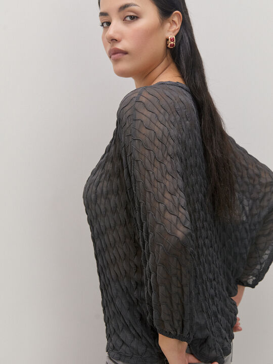 BLUSA DETALLE BOTON Gris image number null