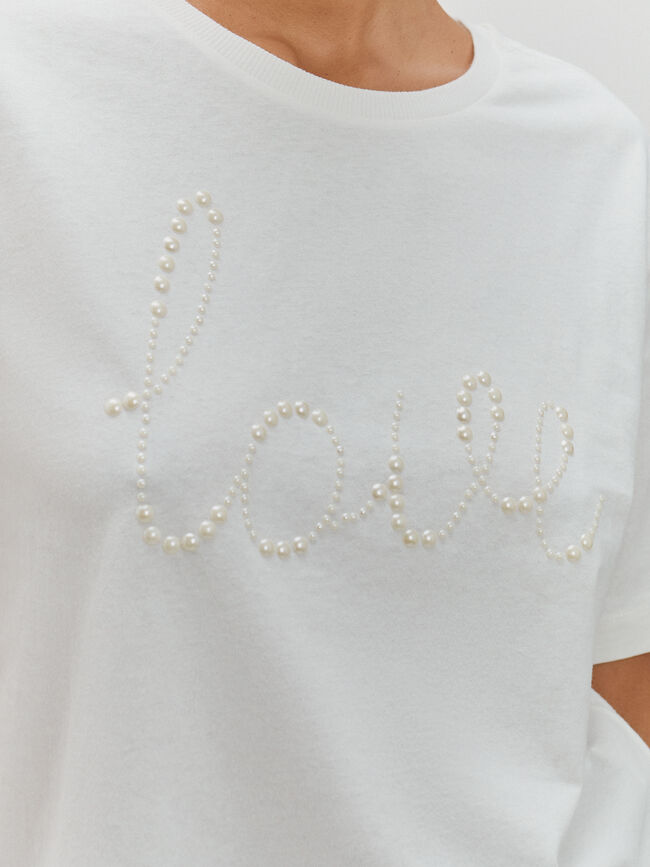 CAMISETA PERLAS LOVE Crudo