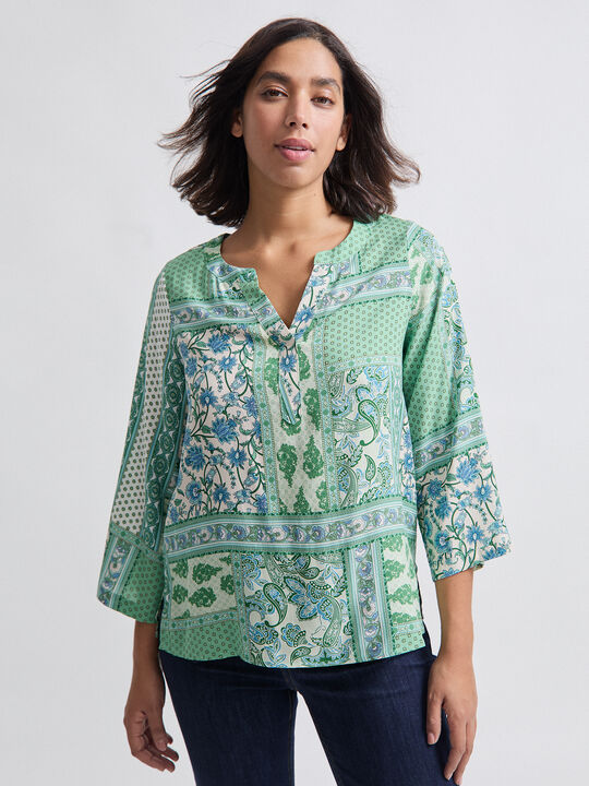 BLUSA FLUIDA ESTAMPADA Verde image number null