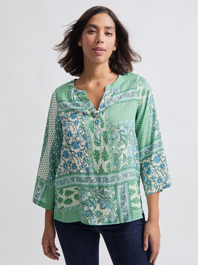 BLUSA FLUIDA ESTAMPADA Verde