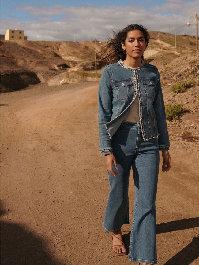 Pantalon detalle tweed Mid blue