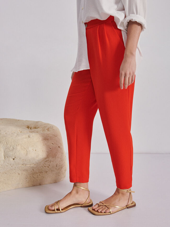 Pantalón pinzas Rojo Tomate