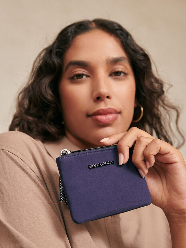 Monedero rectangular cremallera Azul Marino