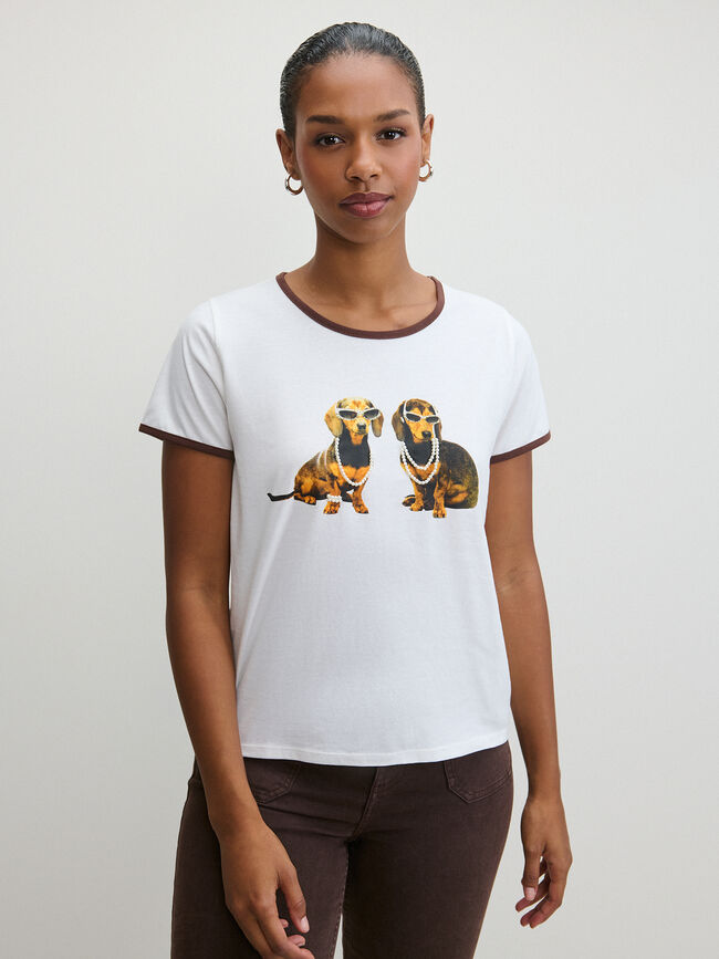 CAMISETA PERROS PERLAS Crudo