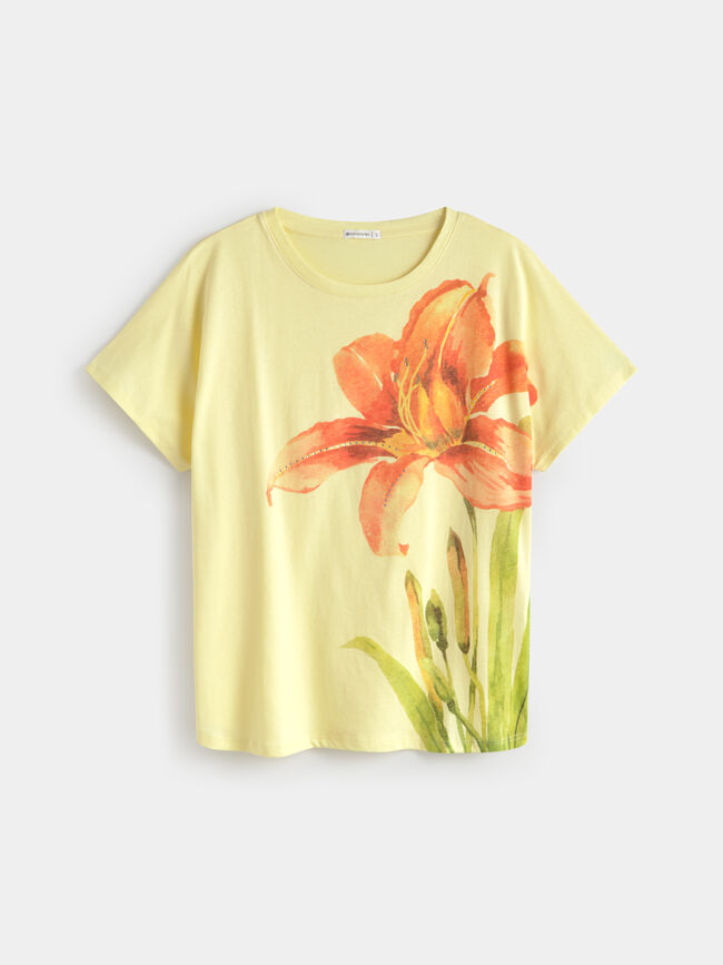 CAMISETA POSICIONAL FLORES Amarillo Pastel