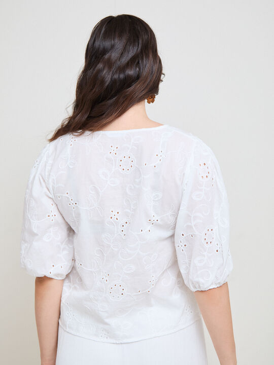 BLUSA TROQUELADA ABULLONADA Blanco Optico image number null