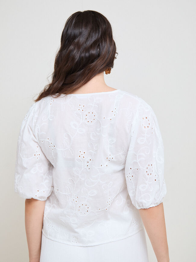 BLUSA TROQUELADA ABULLONADA Blanco Optico