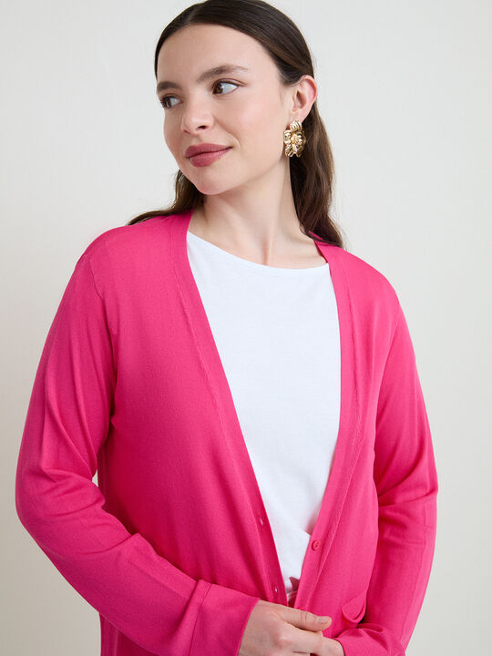 C&Aacute;RDIGAN CUELLO PICO Rosa image number null