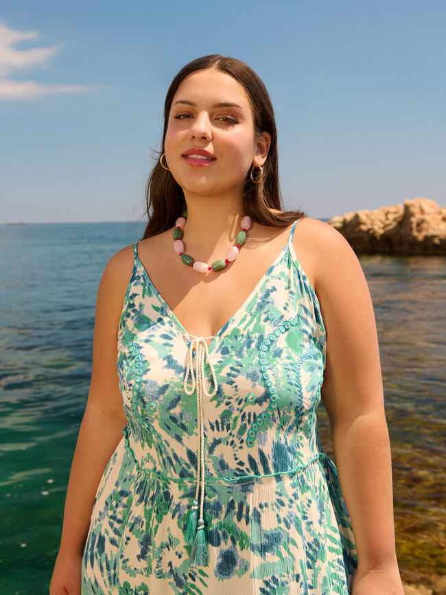 VESTIDO ESTAMPADO ESPEJOS Turquesa Oscuro