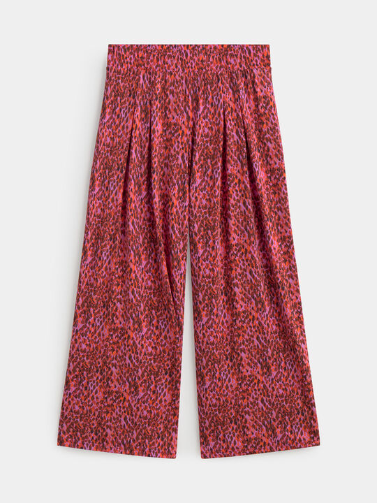 PANTALON ACAMPANADO ESTAMPADO Fucsia image number null