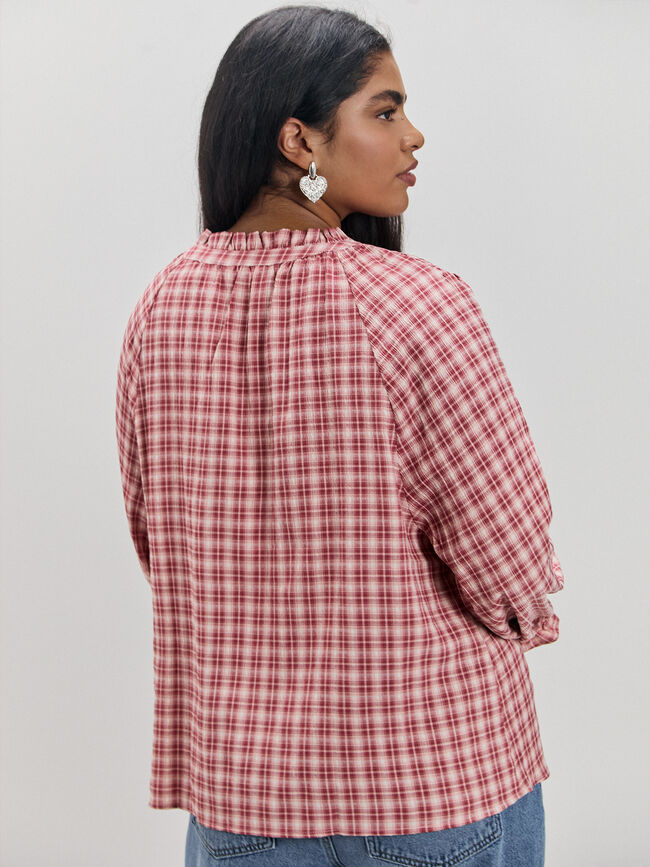 BLUSA CUADROS CANESÚ Rosa
