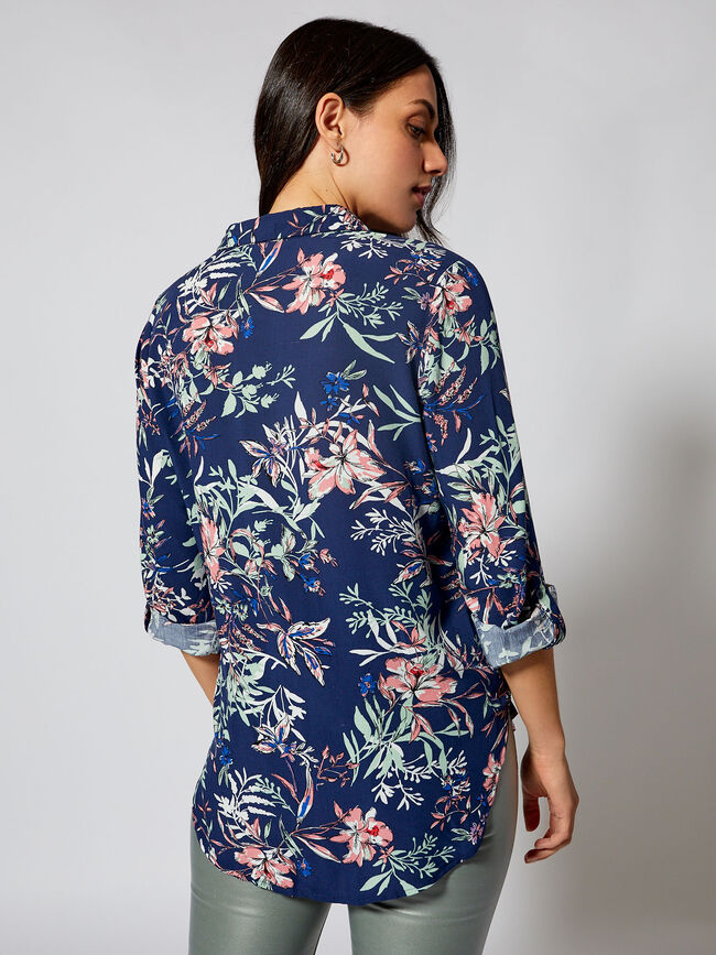 blusa visco print marino claro