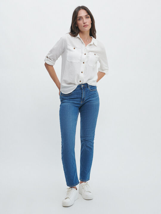 CAMISA BÁSICA BOLSILLOS Blanco Optico image number null