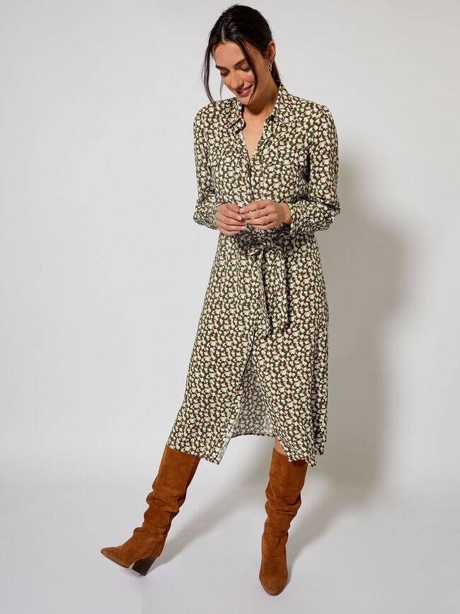 Camisero largo print Kaki