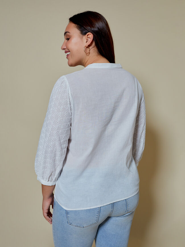 Blusa fluida bordada Blanco Optico