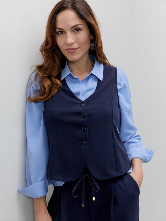 CHALECO DETALLE BOTON Azul Marino image number null