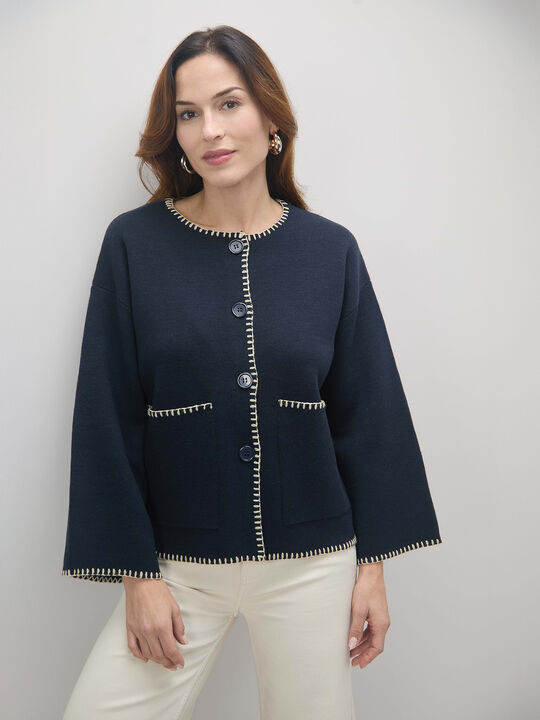 ABRIGO DETALLE PESPUNTE Azul Marino image number null