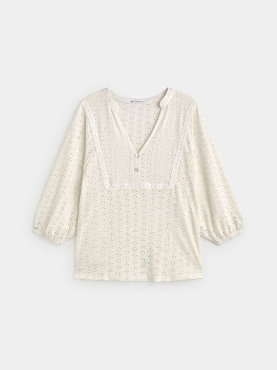BLUSA POLYEYELET Crudo image number null