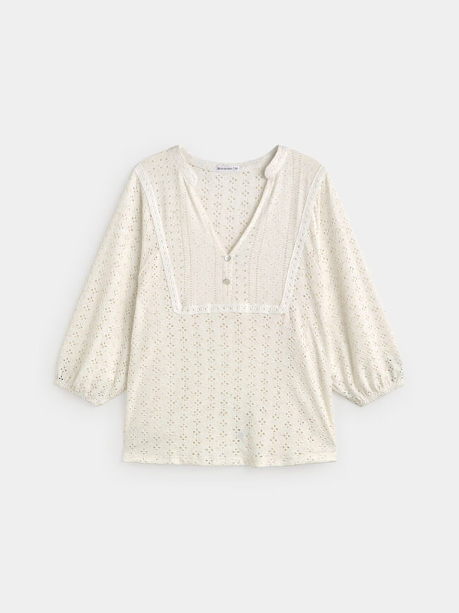 BLUSA POLYEYELET Crudo