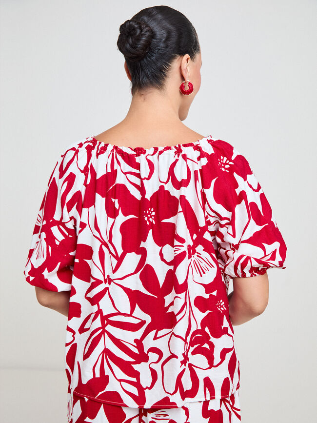 BLUSA CUELLO GOMA Rojo