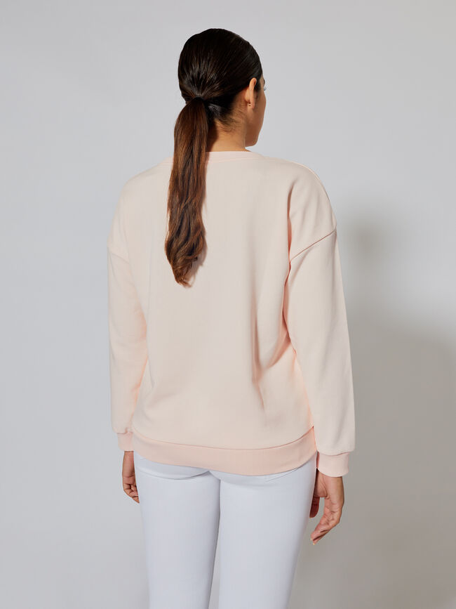 Sudadera detalle perlas Rosa Claro
