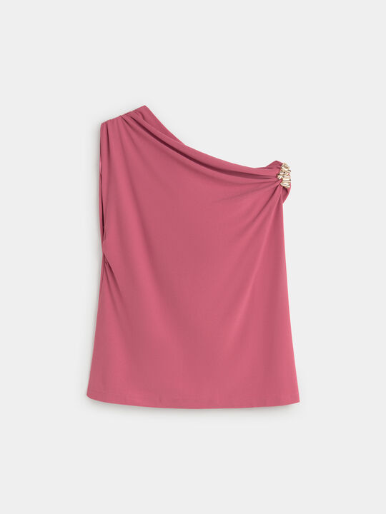 CAMISETA ASIMETRICA BROCHE Blush image number null