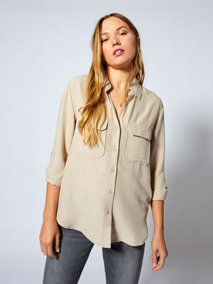 Camisa con bolsillos Beige image number null