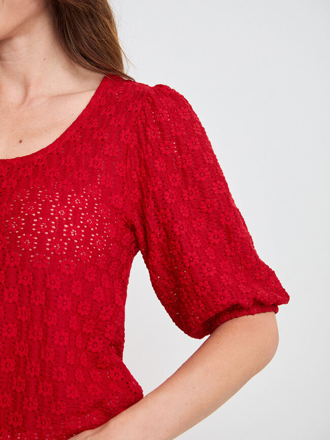 CAMISETA DETALLE TEJIDO Rojo