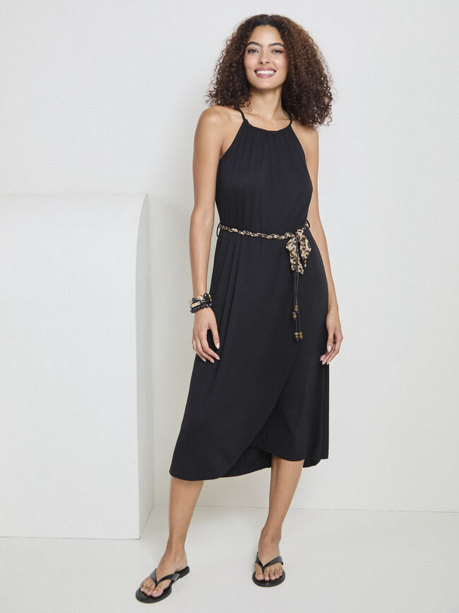 VESTIDO FLAM&Eacute; CINTUR&Oacute;N Negro