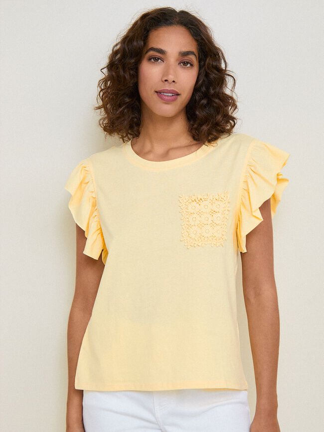 CAMISETA DETALLE BOLSILLO Amarillo Pastel