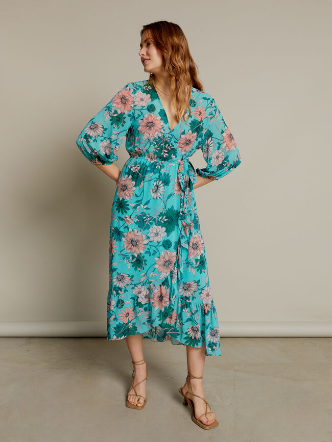 Vestido cruzado volante Estampado 1