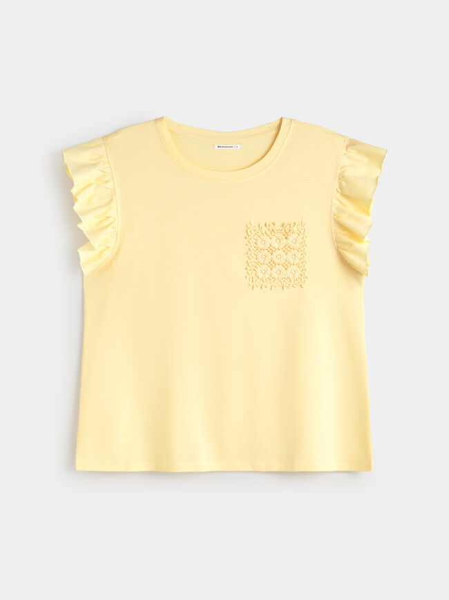 CAMISETA DETALLE BOLSILLO Amarillo Pastel