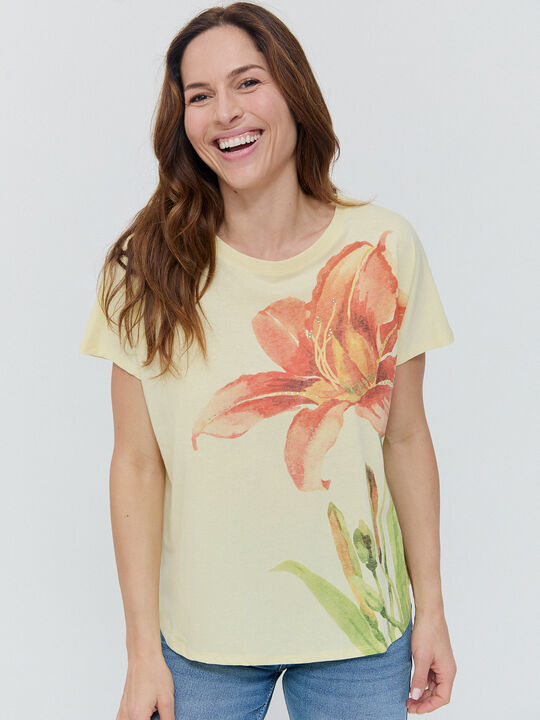 CAMISETA POSICIONAL FLORES Amarillo Pastel image number null