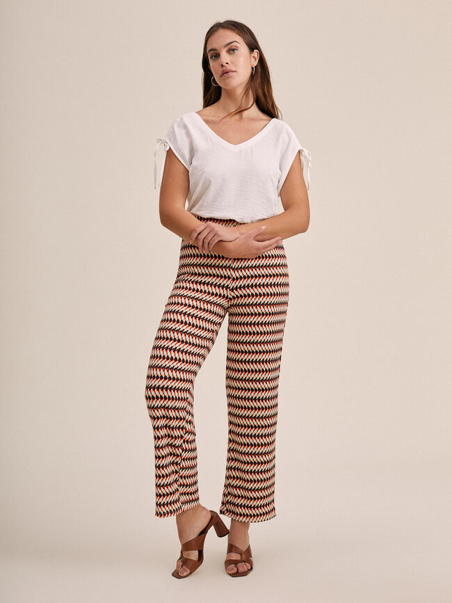 Pantalon flare estampado Crudo