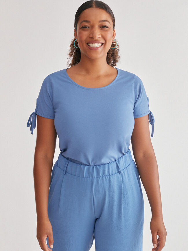 camiseta abertura mangas Azul Ceruleo