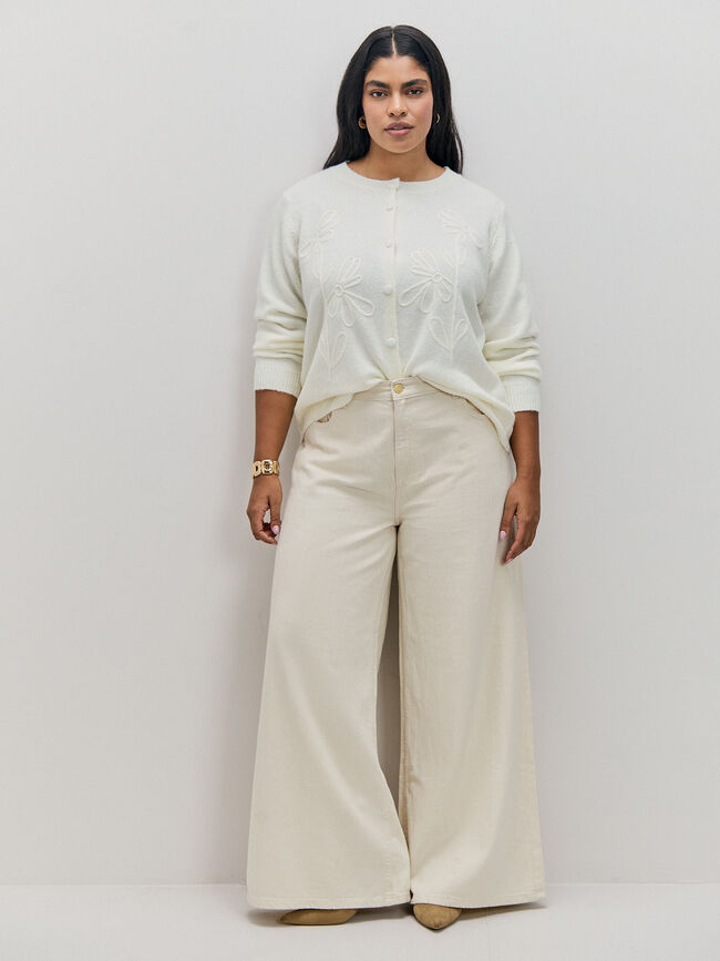 CARDIGAN BORDADO FLOR Crudo