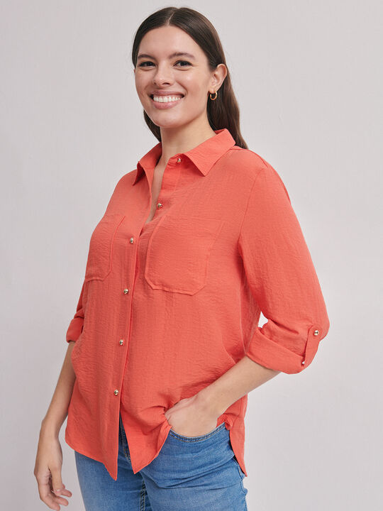 BLUSA CAMISERA Coral image number null